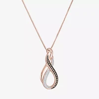 Womens 1/10 CT.T.W. Natural Champagne & White  Diamond 14K Rose Gold Over SIlver Pendant