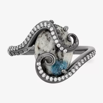 Enchanted Disney Fine Jewelry Ursula(I, I2) Womens 1/6 CT. T.W. Genuine Multi Color Jasper Sterling Silver Oval Ursula Cocktail Ring
