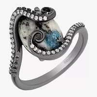 Enchanted Disney Fine Jewelry Ursula(I, I2) Womens 1/6 CT. T.W. Genuine Multi Color Jasper Sterling Silver Oval Ursula Cocktail Ring