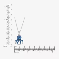 Limited Quantities! Octopus Womens Blue Crystal Sterling Silver 18 Inch Pendant Necklace