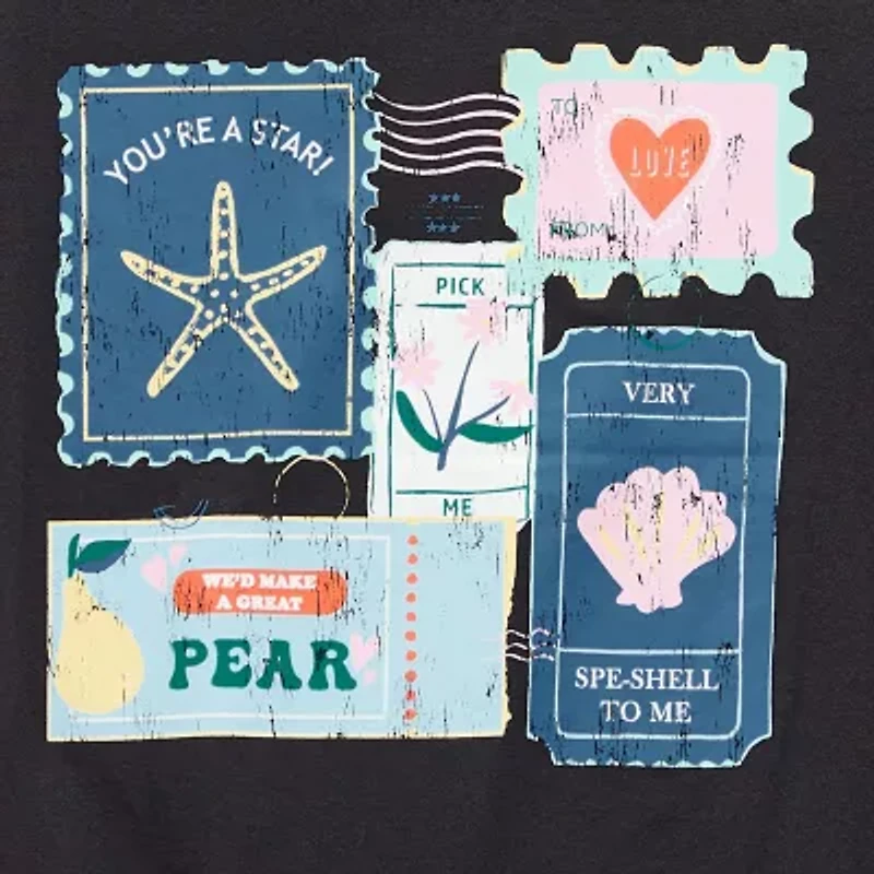 Thereabouts Little & Big Kid Girls Crew Neck Short Sleeve Classic Fit Graphic T-Shirt