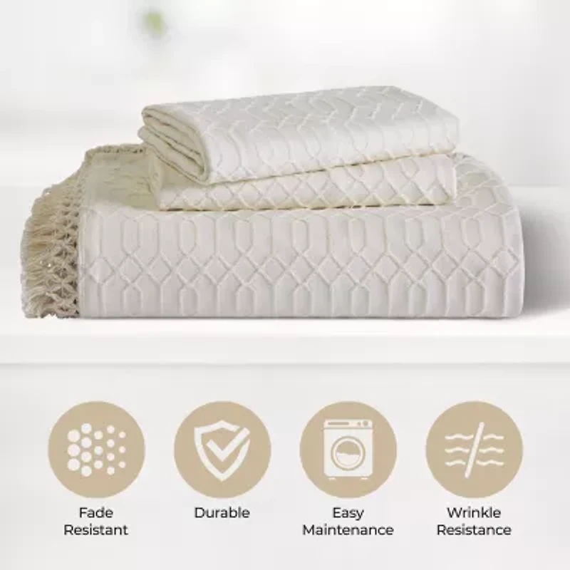 SUPERIOR® Remi Geometric Fringe Boho Modern Jacquard Bedspread