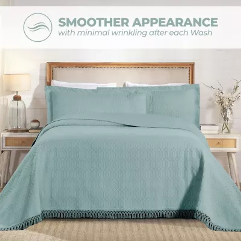 SUPERIOR® Remi Geometric Fringe Boho Modern Jacquard Bedspread