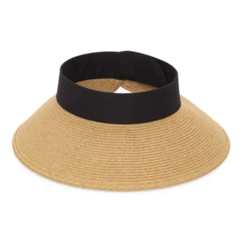 Liz Claiborne Fabric Straw Roll-Up Womens Visor