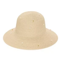 Liz Claiborne Straw Pearl Embellished Womens Bucket Hat
