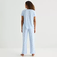 Jaclyn Womens V-Neck Short Sleeve 2-pc. Pajama Sets