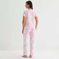 Jaclyn Womens V-Neck Short Sleeve 2-pc. Pajama Sets