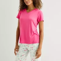 Jaclyn Womens V-Neck Short Sleeve 2-pc. Pajama Sets