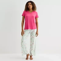 Jaclyn Womens V-Neck Short Sleeve 2-pc. Pajama Sets