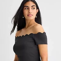 Premier Amour Off The Shoulder Womens Short Sleeve Sheath Dress