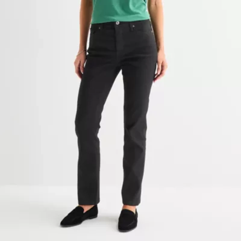 St. John's Bay Womens Tall Mid Rise Stretch Fabric Straight Leg Jean