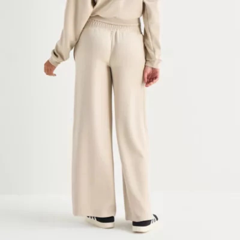 Arizona Womens Juniors Wide Leg Mid Rise Sweatpant