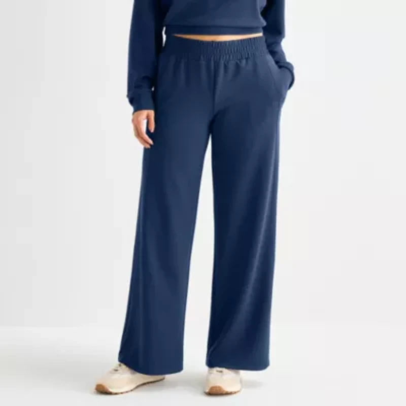 Arizona Womens Juniors Wide Leg Mid Rise Sweatpant