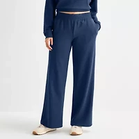 Arizona Womens Juniors Wide Leg Mid Rise Sweatpant