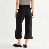 Liz Claiborne Womens Wide Leg Mid Rise Cropped Pant