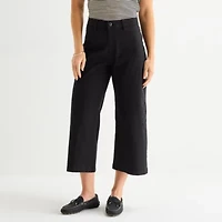 Liz Claiborne Womens Wide Leg Mid Rise Cropped Pant