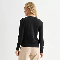 Liz Claiborne Womens V Neck Long Sleeve Button Cardigan