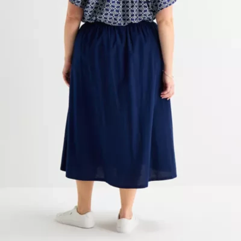 St. John's Bay Womens Plus Midi A-Line Skirt