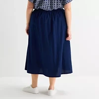 St. John's Bay Womens Plus Midi A-Line Skirt