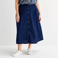 St. John's Bay Womens Plus Midi A-Line Skirt