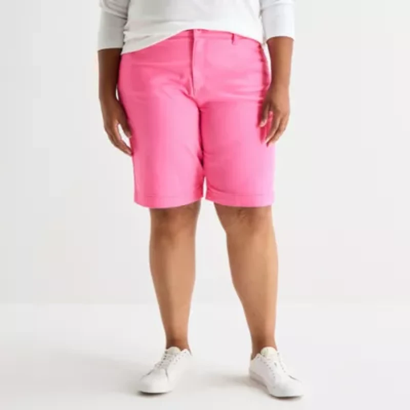 St. John's Bay Womens 11" Mid Rise Plus Bermuda Short