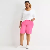 St. John's Bay Womens 11" Mid Rise Plus Bermuda Short