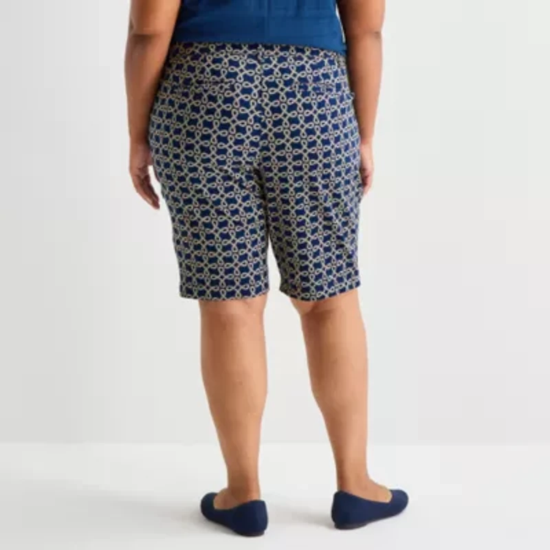 St. John's Bay Womens 11" Mid Rise Plus Bermuda Short