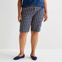 St. John's Bay Womens 11" Mid Rise Plus Bermuda Short