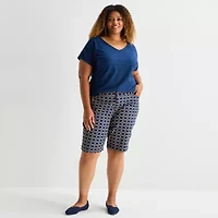 St. John's Bay Womens 11" Mid Rise Plus Bermuda Short