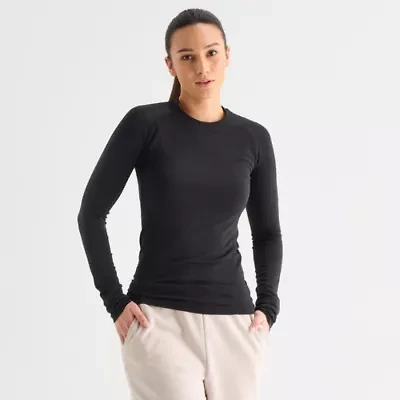 Xersion Womens Seamless Crew Neck Long Sleeve Active T-Shirt