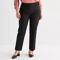 Liz Claiborne Emma Cotton Sateen Womens Plus Easy-on + Easy-off Seated Wear Ankle Mid Rise Pant