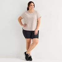 Xersion Womens Cotton Crew Neck Short Sleeve T-Shirt Plus
