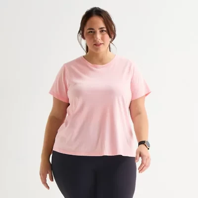 Xersion Womens Plus Crew Neck Short Sleeve Active T-Shirt