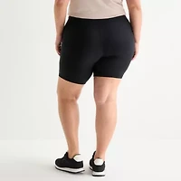 Xersion EverContour+ Womens 8" High Rise Plus Comfort Waistband Quick Dry Stretch Fabric Bike Short