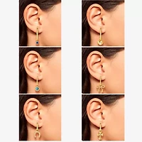 JS Jessica Simpson Gold Tone Interchangeable Charm Womens Multi Color Glass Bow Cross 3 Pair Earring Set