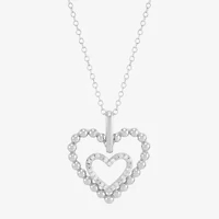 Limited Quantities! Womens 1/10 CT. T.W. Natural White Diamond Sterling Silver Heart 18 Inch Pendant Necklace
