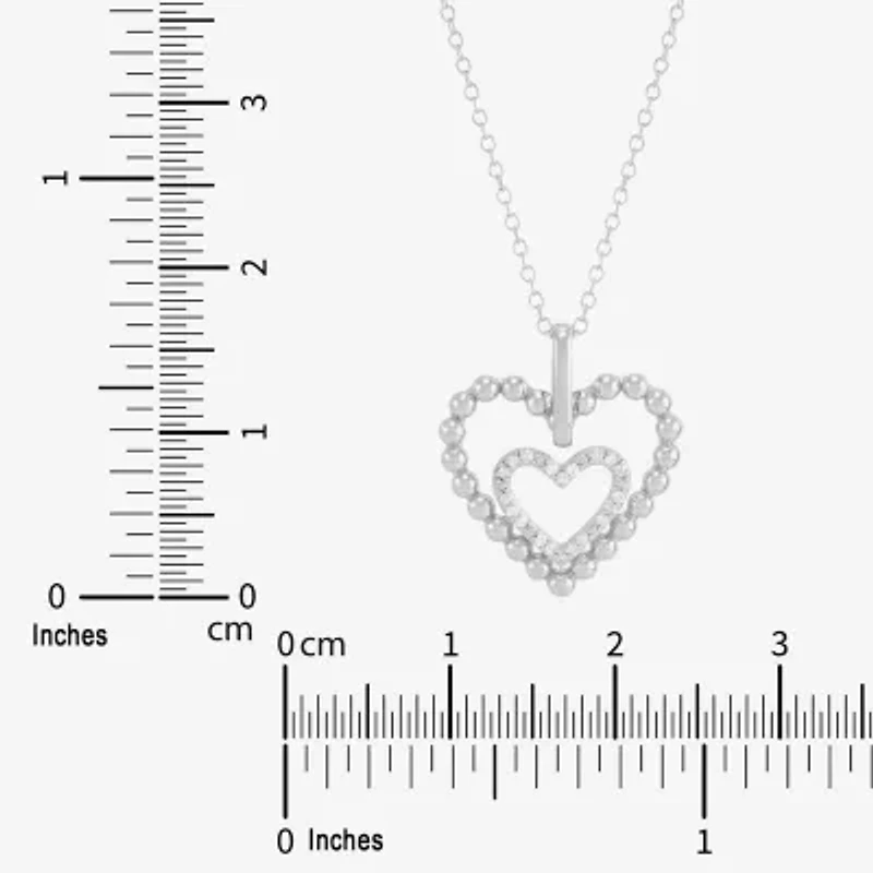 Limited Quantities! Womens 1/10 CT. T.W. Natural White Diamond Sterling Silver Heart 18 Inch Pendant Necklace