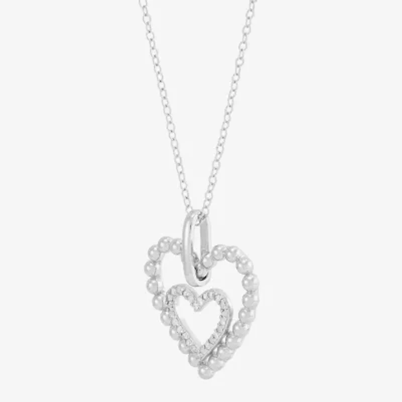 Limited Quantities! Womens 1/10 CT. T.W. Natural White Diamond Sterling Silver Heart 18 Inch Pendant Necklace