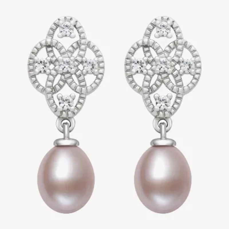 Limited Quantities! Womens Pink Cultured Freshwater Pearl Sterling Silver Drop Earrings