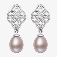 Limited Quantities! Womens Pink Cultured Freshwater Pearl Sterling Silver Drop Earrings