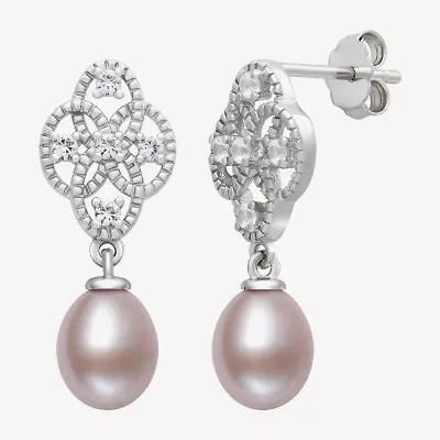 Limited Quantities! Womens Pink Cultured Freshwater Pearl Sterling Silver Drop Earrings