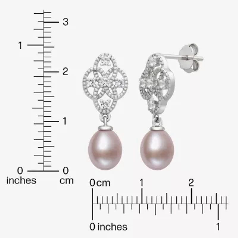 Limited Quantities! Womens Pink Cultured Freshwater Pearl Sterling Silver Drop Earrings