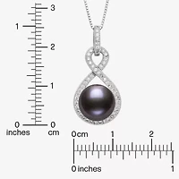Limited Quantities! Womens Dyed Black Cultured Freshwater Pearl Sterling Silver Infinity 18 Inch Pendant Necklace