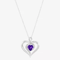 Limited Quantities! Womens Diamond Accent Genuine Purple Amethyst Sterling Silver Heart 18 Inch Pendant Necklace