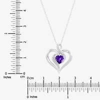 Limited Quantities! Womens Diamond Accent Genuine Purple Amethyst Sterling Silver Heart 18 Inch Pendant Necklace