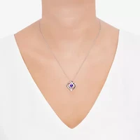 Limited Quantities! Womens Diamond Accent Genuine Purple Amethyst Sterling Silver Heart 18 Inch Pendant Necklace