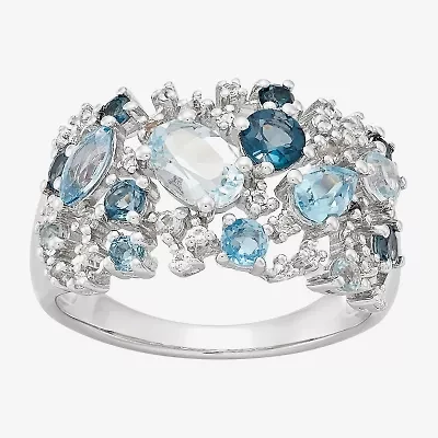 Limited Quantities! Womens 19MM Genuine Blue Topaz Sterling Silver Band