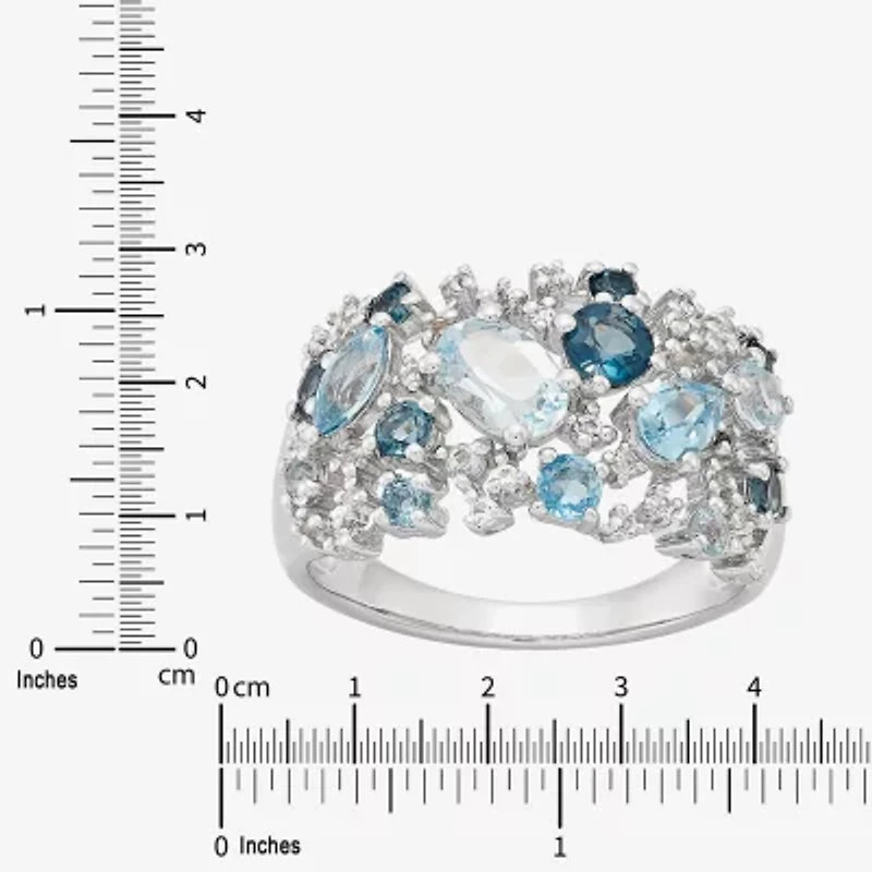 Limited Quantities! Womens 19MM Genuine Blue Topaz Sterling Silver Band