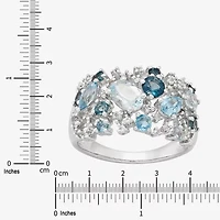 Limited Quantities! Womens 19MM Genuine Blue Topaz Sterling Silver Band