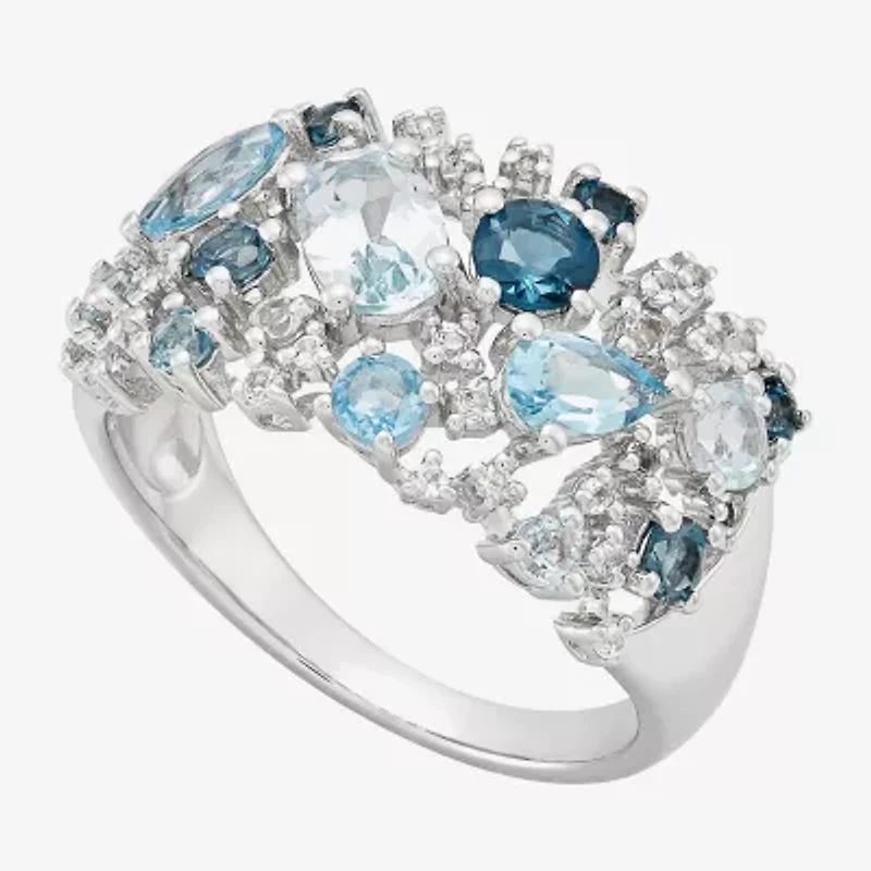 Limited Quantities! Womens 19MM Genuine Blue Topaz Sterling Silver Band